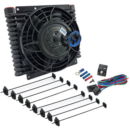 Davies Craig Engine/Transmission Oil Cooler 14-Row AN10 & 8" Fan Combo 12V (600)